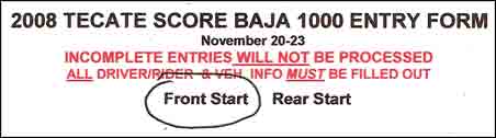 Desert Dingo registration for 2008 Baja 1000