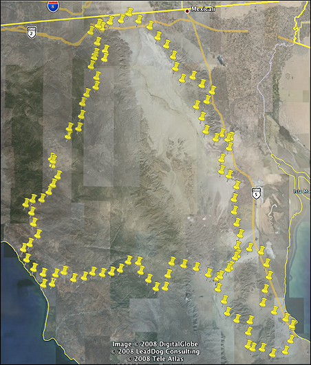 GPS waypoints for 2008 Baja 1000 course