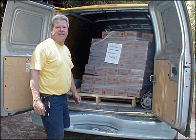 DHL delivery of 4,000 boxes of crayons